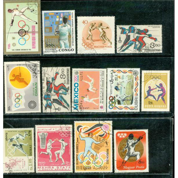 All Different Fencing Lot 3 , 13 stamps