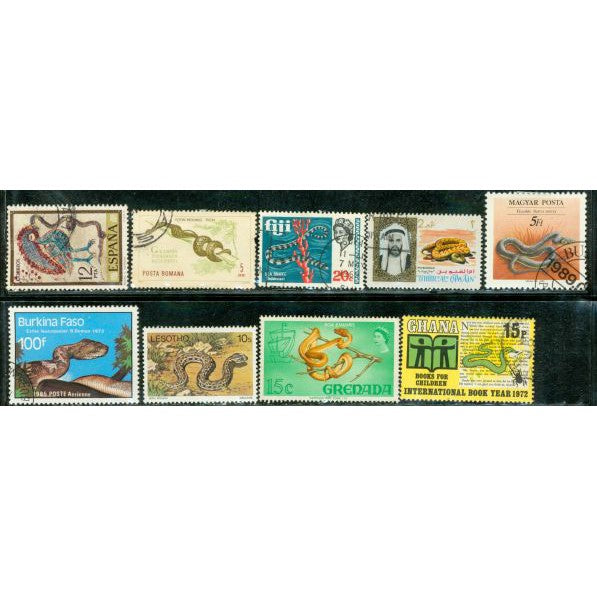 All Different Snakes Lot 2 , 9 stamps