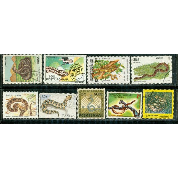 All Different Snakes Lot 3 , 9 stamps