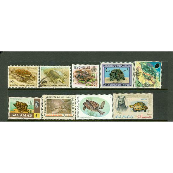 All Different Turtles Lot 3 , 9 stamps