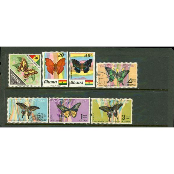 All Different Butterflies , 7 stamps - All Different Butterflies , 7 stamps