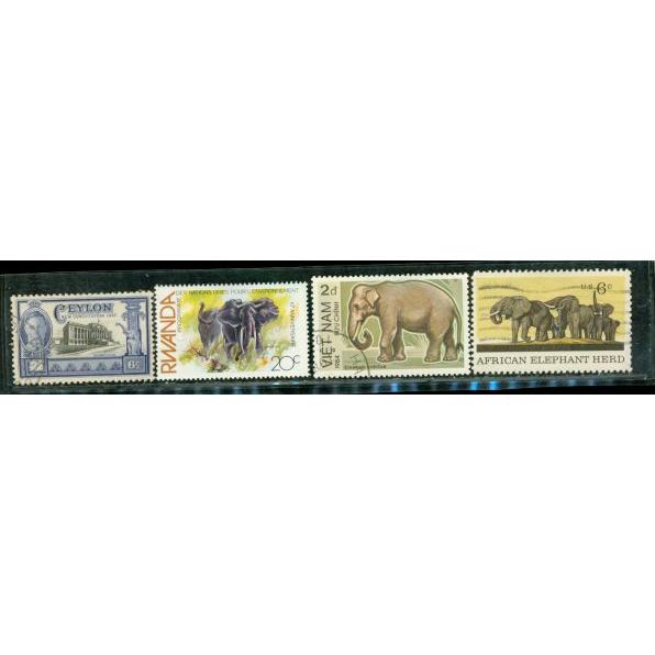 All Different Elephants , 4 stamps Lot 7 - All Different Elephants , 4 stamps Lot 7