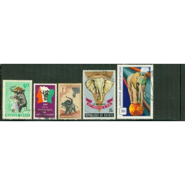 All Different Elephants , 5 stamps Lot 2 - All Different Elephants , 5 stamps Lot 2