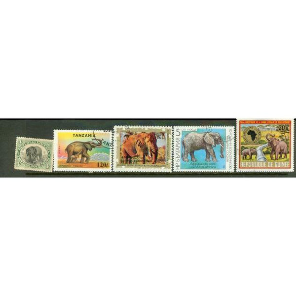 All Different Elephants , 5 stamps Lot 4 - All Different Elephants , 5 stamps Lot 4