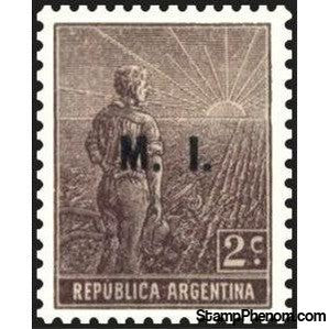 Argentina 1911 Agricultural workman, ovpt. "M.I."