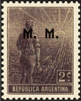 Argentina 1911 Agricultural workman, ovpt. “M.M.”