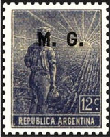 Argentina 1912 Agricultural workman, ovpt. "M.G."