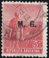 Argentina 1912 Agricultural workman, ovpt. "M.G."