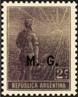 Argentina 1912 Agricultural workman, ovpt. "M.G."