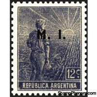 Argentina 1912 Agricultural workman, ovpt. "M.I."