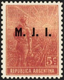 Argentina 1912 Agricultural workman, ovpt. "M.J.I."