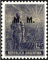 Argentina 1912 Agricultural workman, ovpt. “M.M.”