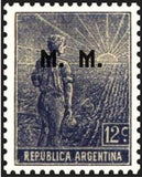 Argentina 1912 Agricultural workman, ovpt. “M.M.”