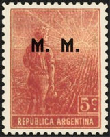 Argentina 1912 Agricultural workman, ovpt. “M.M.”