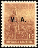 Argentina 1915 Agricultural workman, ovpt. “M.A.”