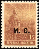 Argentina 1915 Agricultural workman, ovpt. "M.G."