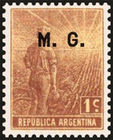 Argentina 1915 Agricultural workman, ovpt. "M.G."