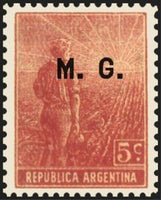 Argentina 1915 Agricultural workman, ovpt. "M.G."