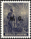 Argentina 1915 Agricultural workman, ovpt. "M.G."