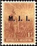 Argentina 1915 Agricultural workman, ovpt. "M.J.I."