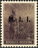 Argentina 1915 Agricultural workman, ovpt. "M.J.I."