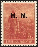 Argentina 1915 Agricultural workman, ovpt. "M.M."