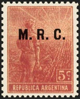 Argentina 1915 Agricultural workman, ovpt. “M.R.C..”