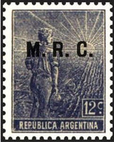 Argentina 1915 Agricultural workman, ovpt. “M.R.C..”