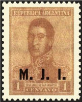 Argentina 1917 José Francisco de San Martín (1778-1850), ovpt. " M.J.I."