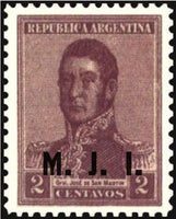 Argentina 1917 José Francisco de San Martín (1778-1850), ovpt. " M.J.I."