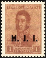 Argentina 1917 José Francisco de San Martín (1778-1850), ovpt. " M.J.I."