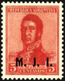 Argentina 1918 José Francisco de San Martin (1778-1850), overprinted M.J.I.