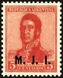 Argentina 1918 José Francisco de San Martin (1778-1850), overprinted M.J.I.