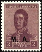 Argentina 1918 José Francisco de San Martín (1778-1850), ovpt. "M.A."