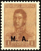 Argentina 1918 José Francisco de San Martín (1778-1850), ovpt. "M.A."