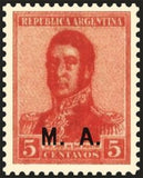 Argentina 1918 José Francisco de San Martín (1778-1850), ovpt. "M.A."