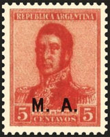 Argentina 1918 José Francisco de San Martín (1778-1850), ovpt. "M.A."