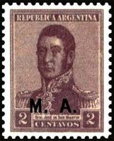 Argentina 1918 José Francisco de San Martín (1778-1850), ovpt. "M.A."