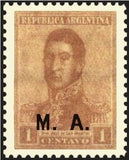 Argentina 1918 José Francisco de San Martín (1778-1850), ovpt. "M.A."