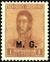 Argentina 1918 José Francisco de San Martín (1778-1850), ovpt. "M.G."