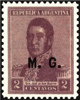 Argentina 1918 José Francisco de San Martín (1778-1850), ovpt. "M.G."