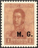 Argentina 1918 José Francisco de San Martín (1778-1850), ovpt. "M.G."