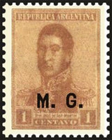 Argentina 1918 José Francisco de San Martín (1778-1850), ovpt. "M.G."