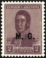 Argentina 1918 José Francisco de San Martín (1778-1850), ovpt. "M.G."