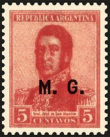 Argentina 1918 José Francisco de San Martín (1778-1850), ovpt. "M.G."