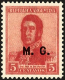 Argentina 1918 José Francisco de San Martín (1778-1850), ovpt. "M.G."