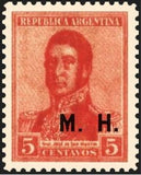 Argentina 1918 José Francisco de San Martín (1778-1850), ovpt. "M.H."