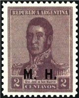 Argentina 1918 José Francisco de San Martín (1778-1850), ovpt. "M.H."