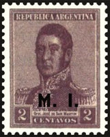 Argentina 1918 José Francisco de San Martín (1778-1850), ovpt. "M.I."