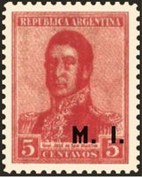 Argentina 1918 José Francisco de San Martín (1778-1850), ovpt. "M.I."